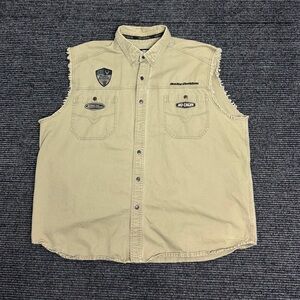 Harley Davidson Sleeveless Vest Men 3XL Canvas Embroidery Patch Biker Moto Work
